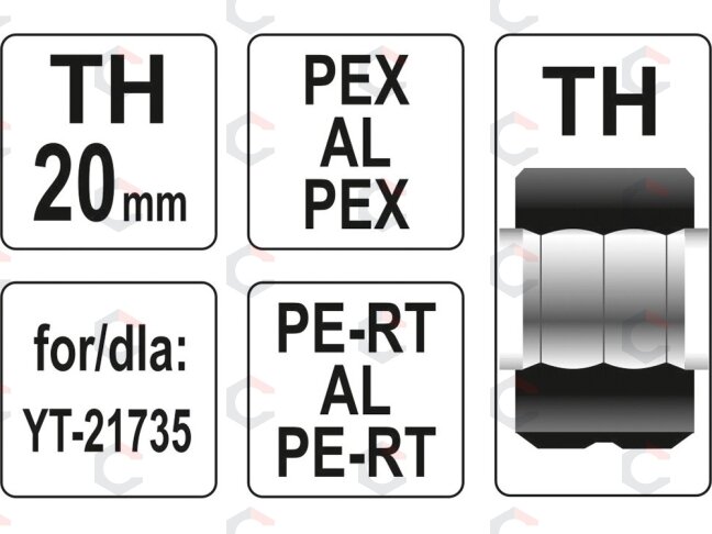 Indėklas TH 20 mm presavimo replėms YT-21735 (YT-21745) 2 Indėklas TH 20 mm presavimo replėms YT-21735 (YT-21745) 2
