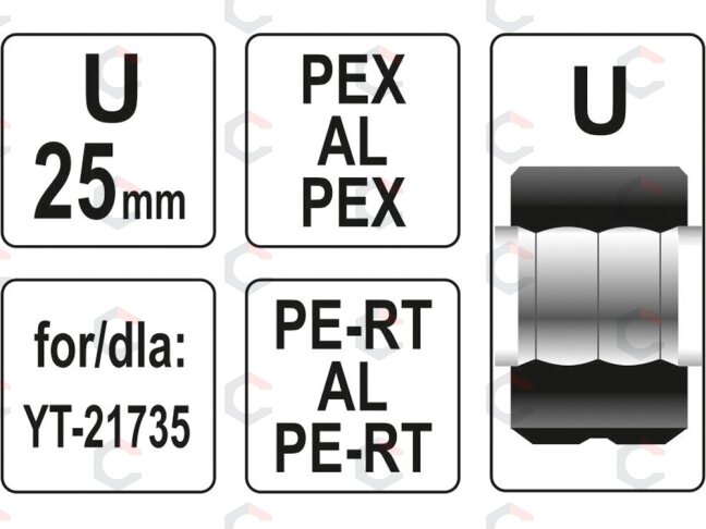 Indėklas U 25 mm presavimo replėms YT-21735 (YT-21742) 2