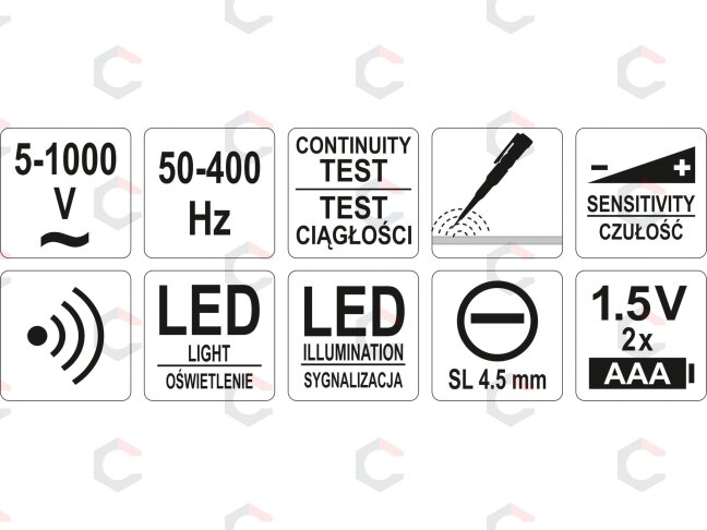 Indukcinis įtampos testeris | 5-1000 V (YT-28311) 3 Indukcinis įtampos testeris | 5-1000 V (YT-28311) 3