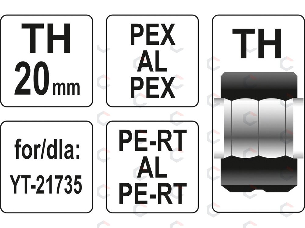 Indėklas TH 20 mm presavimo replėms YT-21735 (YT-21745) 2 Indėklas TH 20 mm presavimo replėms YT-21735 (YT-21745) 2
