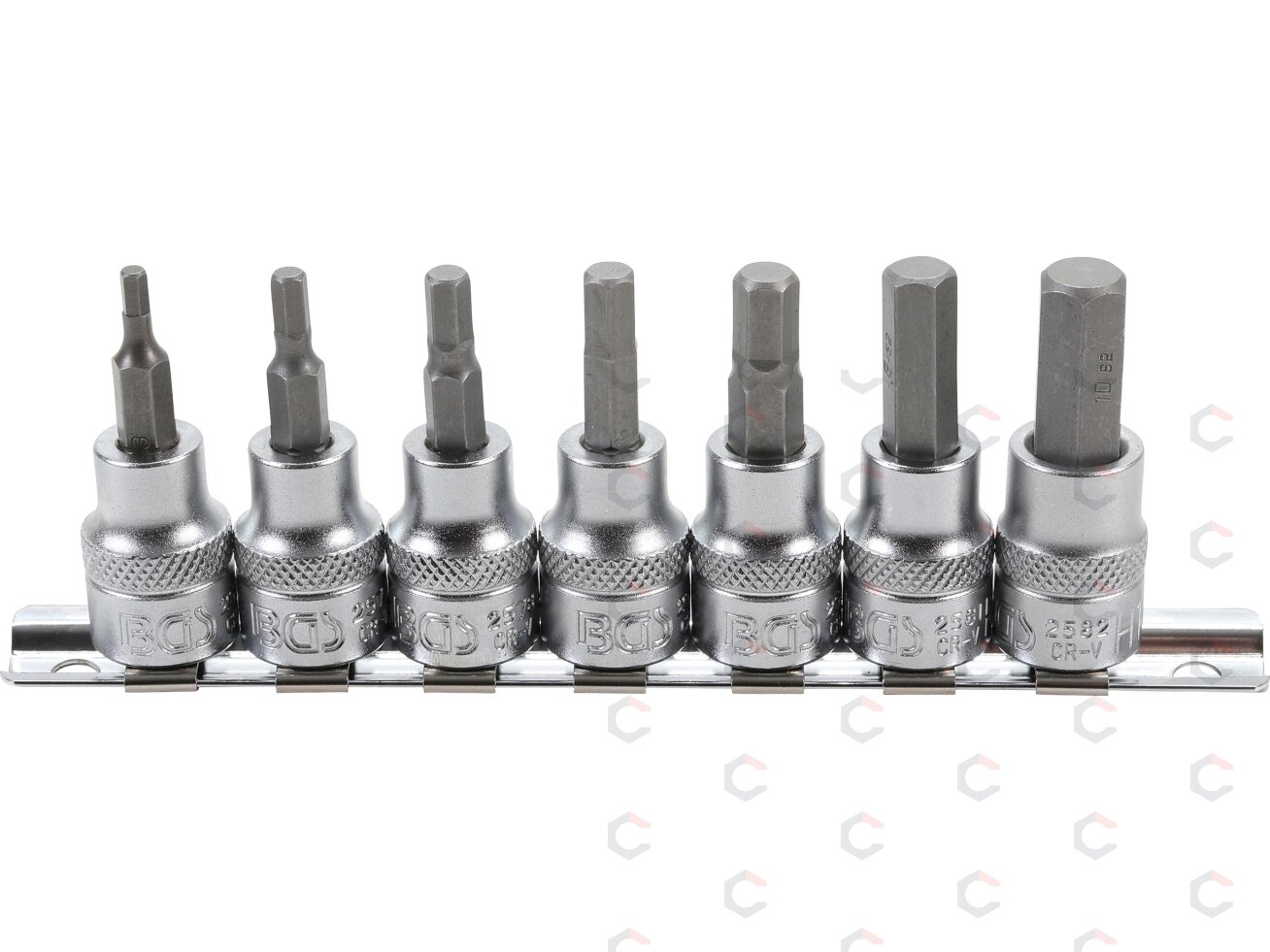 Įpresuotų antgalių rinkinys | 10 mm (3/8") | hex šešiakampis 3 - 10 mm | 7 vnt. (5107) Įpresuotų antgalių rinkinys | 10 mm (3/8") | hex šešiakampis 3 - 10 mm | 7 vnt. (5107)
