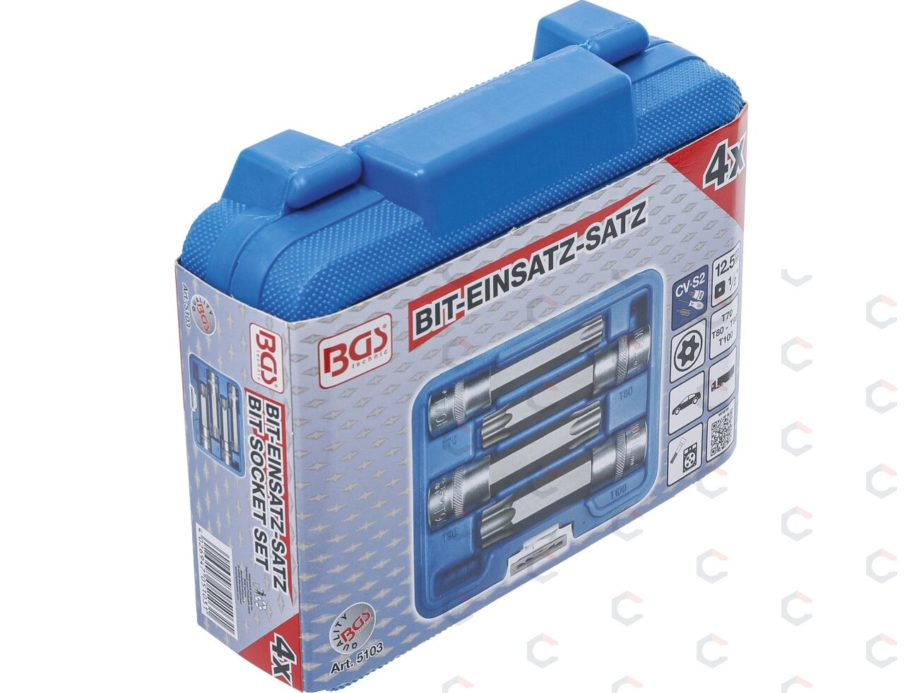 Įpresuotų antgalių rinkinys | 12,5 mm (1/2") | MAXI, T-Star su skyle (Torx) | 4 vnt. (5103) 5 Įpresuotų antgalių rinkinys | 12,5 mm (1/2") | MAXI, T-Star su skyle (Torx) | 4 vnt. (5103) 5