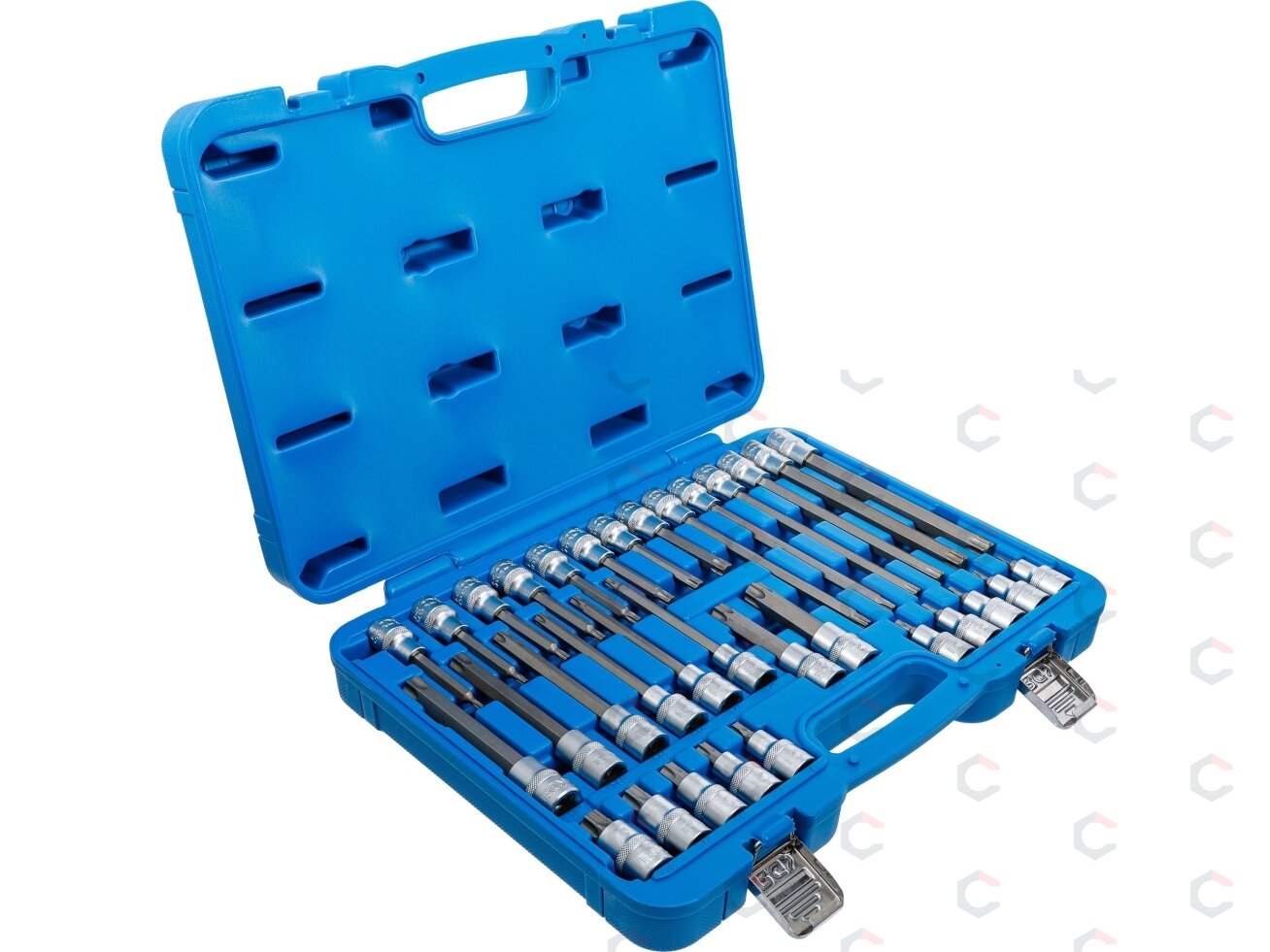 Įpresuotų antgalių rinkinys | 12,5 mm (1/2") | T-star (Torx) | 32 vnt. (5182) 1 Įpresuotų antgalių rinkinys | 12,5 mm (1/2") | T-star (Torx) | 32 vnt. (5182) 1