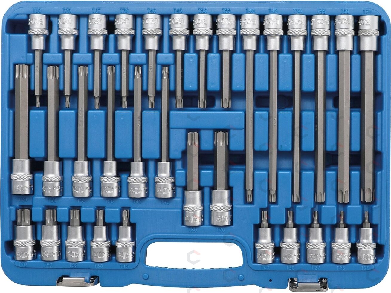 Įpresuotų antgalių rinkinys | 12,5 mm (1/2") | T-star (Torx) | 32 vnt. (5182) 3 Įpresuotų antgalių rinkinys | 12,5 mm (1/2") | T-star (Torx) | 32 vnt. (5182) 3