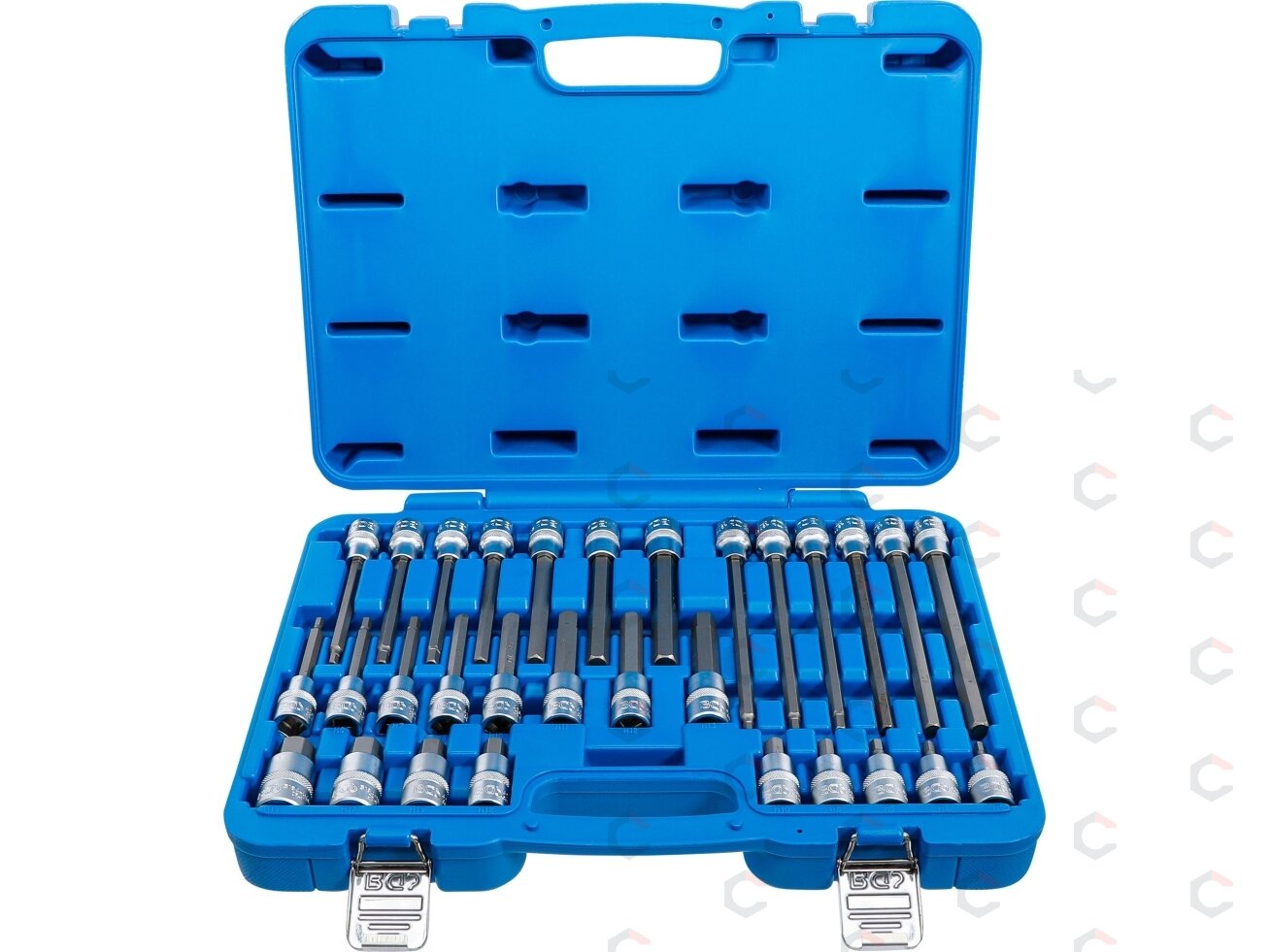 Įpresuotų HEX antgalių rinkinys 1/2" 5–19 mm 30 vnt. (5181) Įpresuotų HEX antgalių rinkinys 1/2" 5–19 mm 30 vnt. (5181)