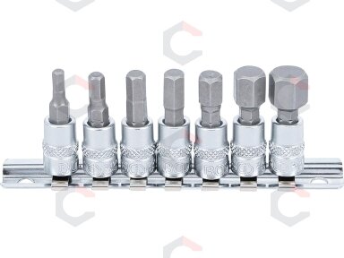 Įpresuotų antgalių rinkinys | 6.3 mm (1/4") | hex šešiakampis 4-12 mm | 7 vnt. (2161)