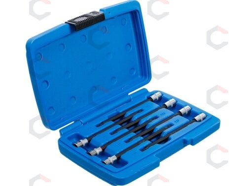 Įpresuotų antgalių rinkinys | 6.3 mm (1/4") | T-Star (Torx) su šarnyriniu antgaliu | 7 vnt. (8618) 2 Įpresuotų antgalių rinkinys | 6.3 mm (1/4") | T-Star (Torx) su šarnyriniu antgaliu | 7 vnt. (8618) 2