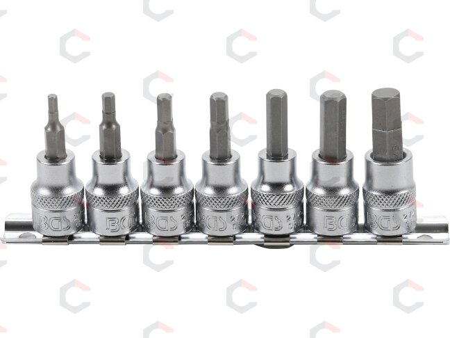 Įpresuotų antgalių rinkinys | 10 mm (3/8") | Hex šešiakampis 1/8" - 3/8"| coliniai dydžiai | 7 vnt. (5104) Įpresuotų antgalių rinkinys | 10 mm (3/8") | Hex šešiakampis 1/8" - 3/8"| coliniai dydžiai | 7 vnt. (5104)