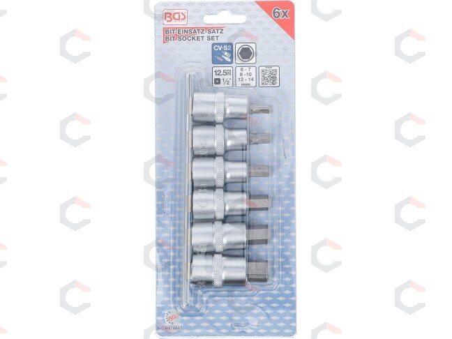 Įpresuotų antgalių rinkinys | 12,5 mm (1/2") | Hex šešiakampis 6 - 14 mm | 6 vnt. (8887) 4
