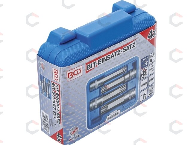 Įpresuotų antgalių rinkinys | 12,5 mm (1/2") | MAXI, T-Star su skyle (Torx) | 4 vnt. (5103) 5 Įpresuotų antgalių rinkinys | 12,5 mm (1/2") | MAXI, T-Star su skyle (Torx) | 4 vnt. (5103) 5