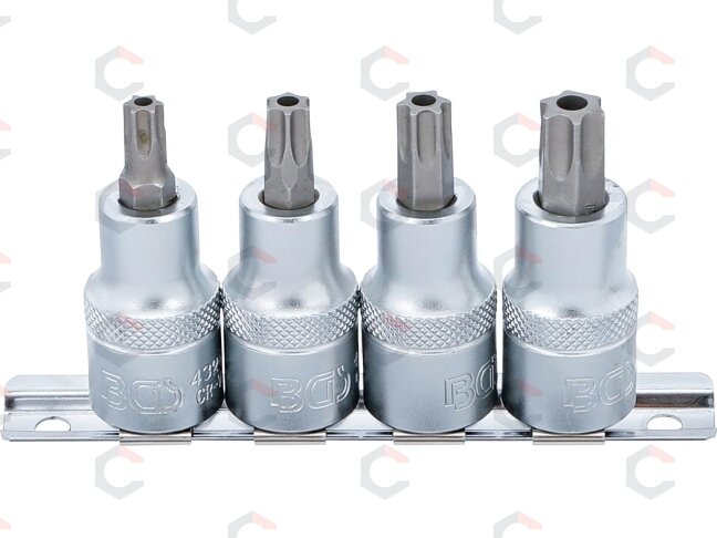 Įpresuotų antgalių rinkinys | 12,5 mm (1/2") | T-Star su skyle (Torx) T40 - T55 | 4 vnt. (8885) 1 Įpresuotų antgalių rinkinys | 12,5 mm (1/2") | T-Star su skyle (Torx) T40 - T55 | 4 vnt. (8885) 1