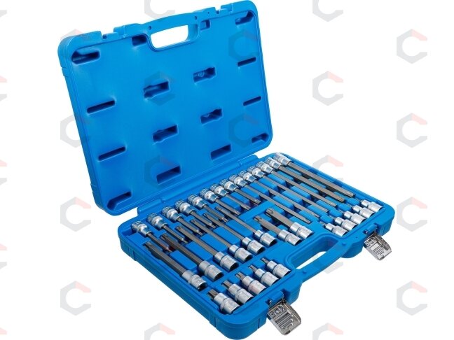 Įpresuotų antgalių rinkinys | 12,5 mm (1/2") | T-star (Torx) | 32 vnt. (5182) 1 Įpresuotų antgalių rinkinys | 12,5 mm (1/2") | T-star (Torx) | 32 vnt. (5182) 1
