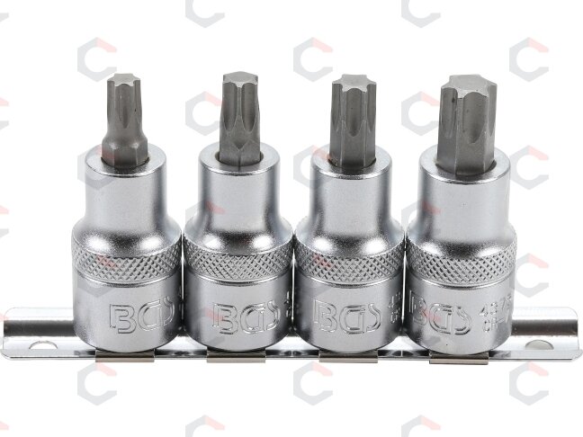 Įpresuotų antgalių rinkinys | 12.5 mm (1/2") | T-Star (Torx) T40 - T55 | 4 vnt. (8886)