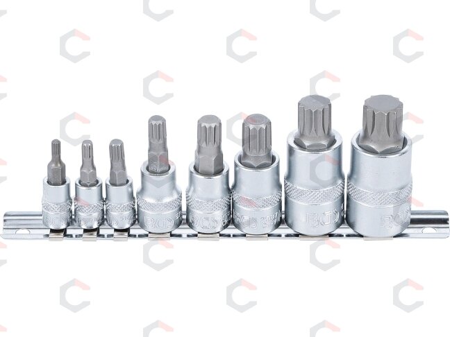 Įpresuotų antgalių rinkinys | 6.3 mm (1/4") / 10 mm (3/8") / 12.5 mm (1/2") | Spline (XZN) | 8 vnt. (5105) 1