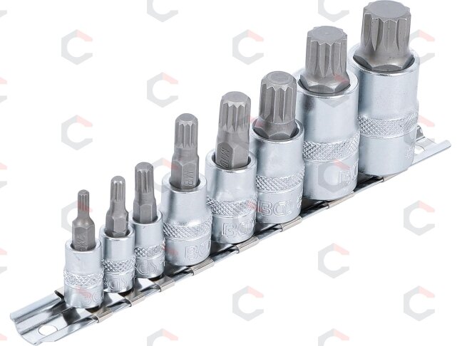 Įpresuotų antgalių rinkinys | 6.3 mm (1/4") / 10 mm (3/8") / 12.5 mm (1/2") | Spline (XZN) | 8 vnt. (5105) Įpresuotų antgalių rinkinys | 6.3 mm (1/4") / 10 mm (3/8") / 12.5 mm (1/2") | Spline (XZN) | 8 vnt. (5105)