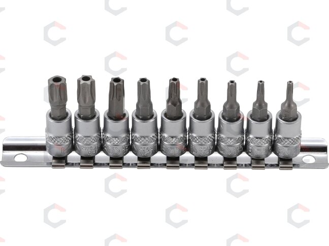Įpresuotų antgalių rinkinys | 6.3 mm (1/4") | T-Star su skyle (Torx) T10 - T50 (2165) Įpresuotų antgalių rinkinys | 6.3 mm (1/4") | T-Star su skyle (Torx) T10 - T50 (2165)