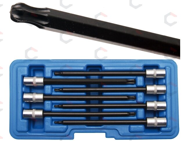 Įpresuotų antgalių rinkinys | 6.3 mm (1/4") | T-Star (Torx) su šarnyriniu antgaliu | 7 vnt. (8618) 5 Įpresuotų antgalių rinkinys | 6.3 mm (1/4") | T-Star (Torx) su šarnyriniu antgaliu | 7 vnt. (8618) 5