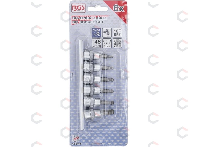 Įpresuotų antgalių rinkinys | 10 mm (3/8") | Šarnyrinis hex šešiakampis | 3 - 8 mm | 7 vnt. (5109) 3 Įpresuotų antgalių rinkinys | 10 mm (3/8") | Šarnyrinis hex šešiakampis | 3 - 8 mm | 7 vnt. (5109) 3