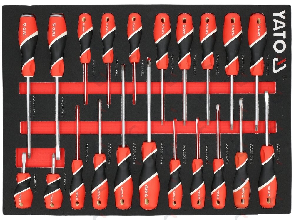 EVA atsuktuvų įdėklas YATO | SL, PH, TORX Security | 21 vnt. (YT-55494) EVA atsuktuvų įdėklas YATO | SL, PH, TORX Security | 21 vnt. (YT-55494)