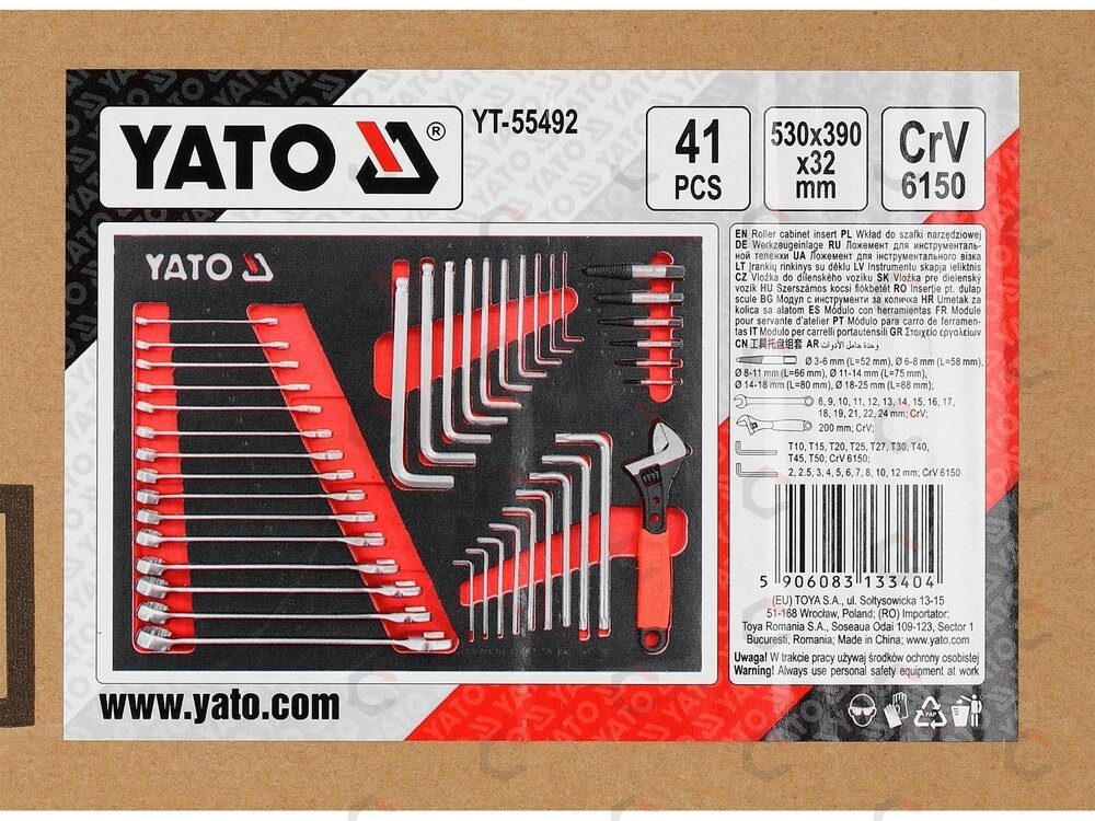 EVA įrankių įdėklas YATO | kombinuoti, HEX, TORX raktai | 41 vnt. (YT-55492) 1 EVA įrankių įdėklas YATO | kombinuoti, HEX, TORX raktai | 41 vnt. (YT-55492) 1