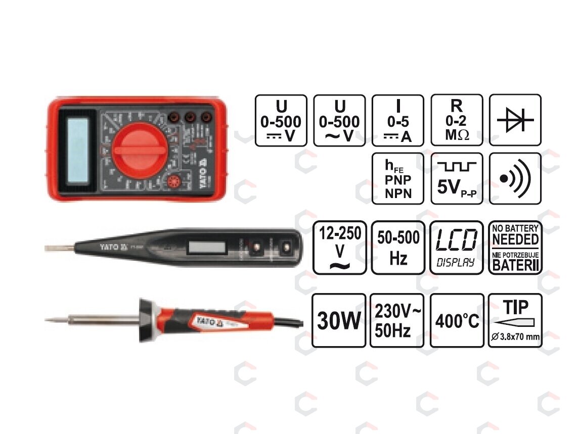 Įrankių rinkinys elektrikui | 68 vnt (YT-39009) 8 Įrankių rinkinys elektrikui | 68 vnt (YT-39009) 8