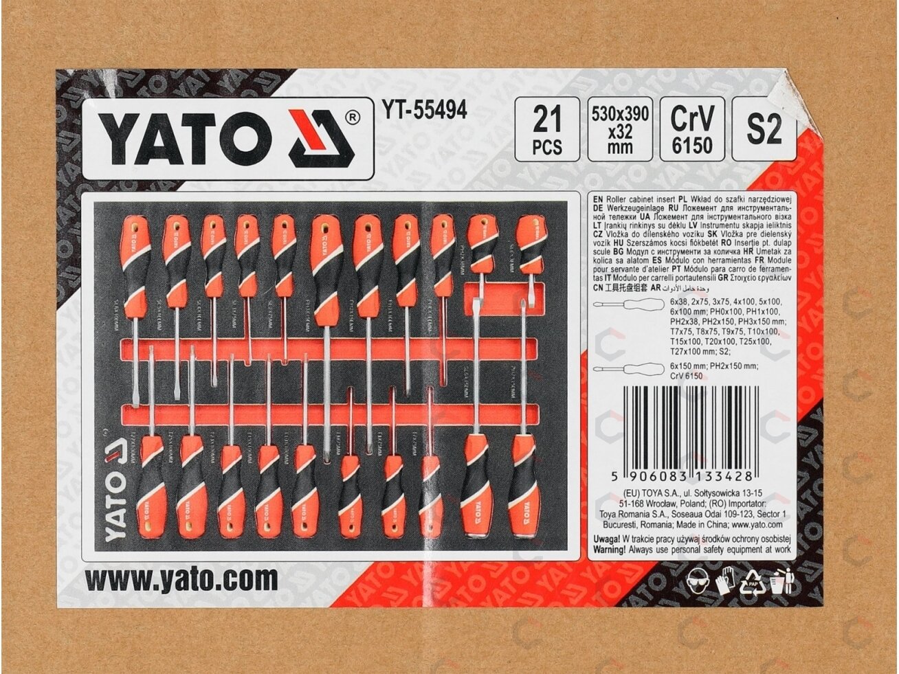 EVA atsuktuvų įdėklas YATO | SL, PH, TORX Security | 21 vnt. (YT-55494) 1 EVA atsuktuvų įdėklas YATO | SL, PH, TORX Security | 21 vnt. (YT-55494) 1