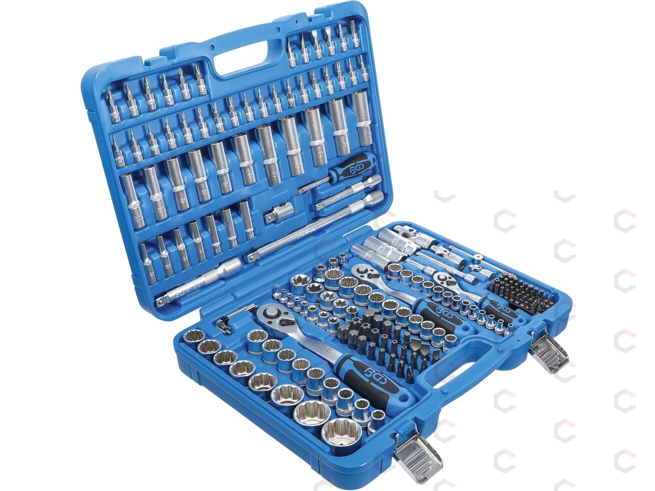 Galvučių ir įrankių rinkinys su 12-kampėmis galvutėmis 1/4", 3/8", 1/2", 192 vnt. (2286) 4 Galvučių ir įrankių rinkinys su 12-kampėmis galvutėmis 1/4", 3/8", 1/2", 192 vnt. (2286) 4
