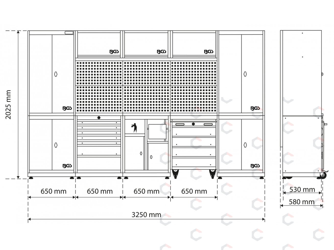 Modulinis dirbtuvių baldų komplektas „Flex“ | medinis stalviršis | 5 moduliai (80140) 5
