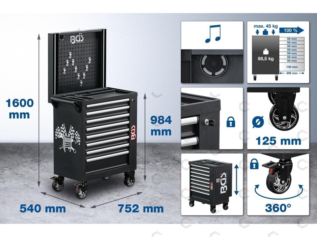 Įrankių spintelė | bluetooth | USB | antena | LED | 8 stalčiai | tuščia (4108) 2 Įrankių spintelė | bluetooth | USB | antena | LED | 8 stalčiai | tuščia (4108) 2