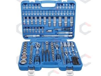 Galvučių ir įrankių rinkinys su 12-kampėmis galvutėmis 1/4", 3/8", 1/2", 192 vnt. (2286)