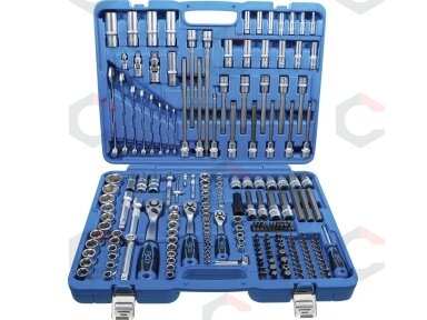 Galvučių ir įrankių rinkinys | 1/4", 3/8", 1/2" | 214 vnt. (2259) Galvučių ir įrankių rinkinys | 1/4", 3/8", 1/2" | 214 vnt. (2259)