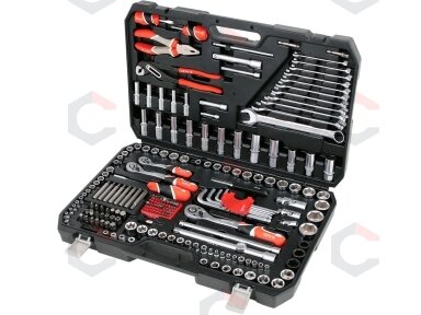 Galvučių ir įrankių rinkinys | 1/4", 3/8", 1/2" | 225 vnt. (YT-38941) Galvučių ir įrankių rinkinys | 1/4", 3/8", 1/2" | 225 vnt. (YT-38941)