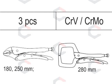 Fiksuojamų replių rinkinys įdėkle YATO | 180–280 mm | 3 vnt. (YT-55472) Fiksuojamų replių rinkinys įdėkle YATO | 180–280 mm | 3 vnt. (YT-55472)