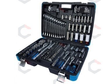 Įrankių rinkinys | Terkšliniai veržliarakčiai | 6.3 mm (1/4") / 10 mm (3/8") / 12,5 mm (1/2") | 176 vnt. (KR121176R) Įrankių rinkinys | Terkšliniai veržliarakčiai | 6.3 mm (1/4") / 10 mm (3/8") / 12,5 mm (1/2") | 176 vnt. (KR121176R)