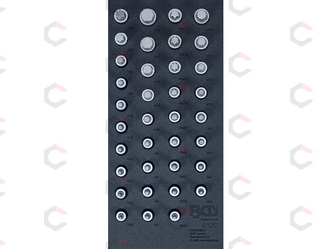 Antgalių galvučių rinkinys įdėkle BGS | 1/2" | HEX, TORX, XZN, RIBE | 36 vnt. (4120) 1