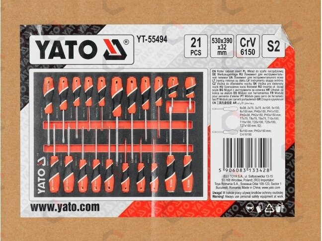 EVA atsuktuvų įdėklas YATO | SL, PH, TORX Security | 21 vnt. (YT-55494) 1 EVA atsuktuvų įdėklas YATO | SL, PH, TORX Security | 21 vnt. (YT-55494) 1