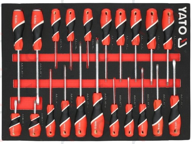EVA atsuktuvų įdėklas YATO | SL, PH, TORX Security | 21 vnt. (YT-55494) EVA atsuktuvų įdėklas YATO | SL, PH, TORX Security | 21 vnt. (YT-55494)