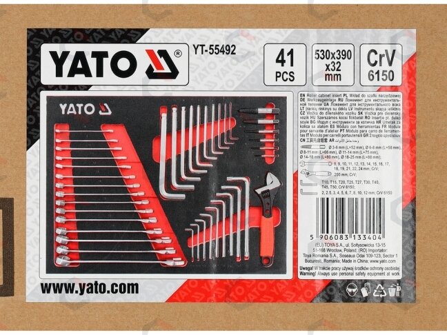 EVA įrankių įdėklas YATO | kombinuoti, HEX, TORX raktai | 41 vnt. (YT-55492) 1 EVA įrankių įdėklas YATO | kombinuoti, HEX, TORX raktai | 41 vnt. (YT-55492) 1