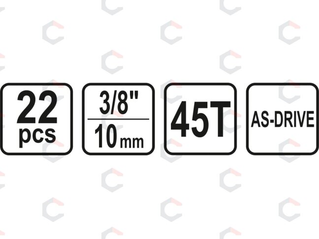 Įrankių komplektas | 10 mm (3/8") | 22 vnt. (58661) 4 Įrankių komplektas | 10 mm (3/8") | 22 vnt. (58661) 4