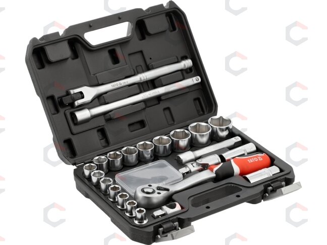 Įrankių rinkinys 1/2" galvutėms | 10–32 mm | 24 vnt (YT-12662) Įrankių rinkinys 1/2" galvutėms | 10–32 mm | 24 vnt (YT-12662)