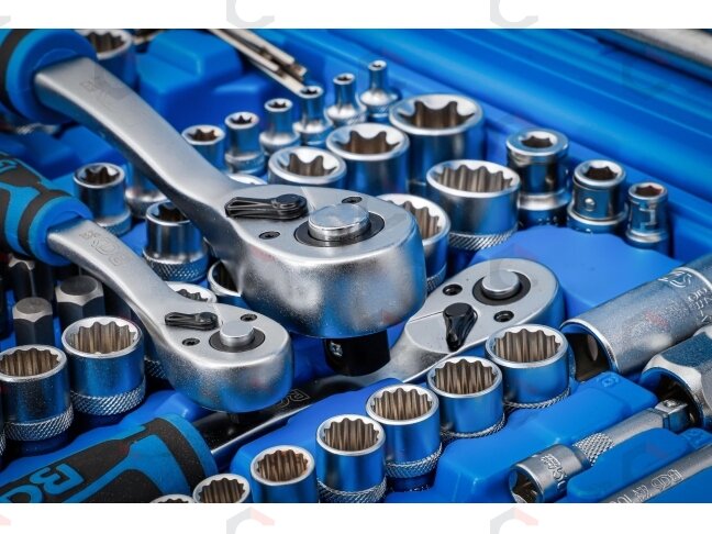 Galvučių ir įrankių rinkinys su 12-kampėmis galvutėmis 1/4", 3/8", 1/2", 192 vnt. (2286) 3 Galvučių ir įrankių rinkinys su 12-kampėmis galvutėmis 1/4", 3/8", 1/2", 192 vnt. (2286) 3