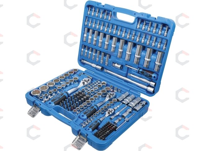 Galvučių ir įrankių rinkinys su 12-kampėmis galvutėmis 1/4", 3/8", 1/2", 192 vnt. (2286) 5 Galvučių ir įrankių rinkinys su 12-kampėmis galvutėmis 1/4", 3/8", 1/2", 192 vnt. (2286) 5