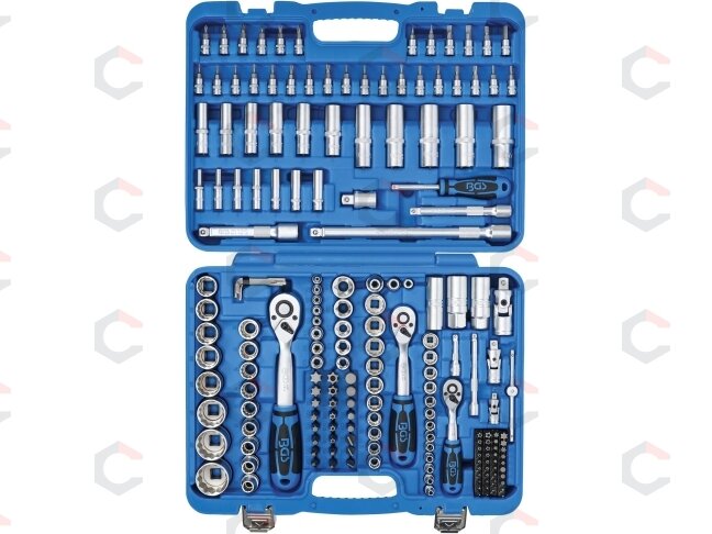 Galvučių ir įrankių rinkinys su 12-kampėmis galvutėmis 1/4", 3/8", 1/2", 192 vnt. (2286) 6 Galvučių ir įrankių rinkinys su 12-kampėmis galvutėmis 1/4", 3/8", 1/2", 192 vnt. (2286) 6