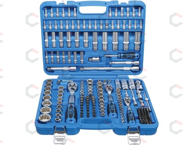 Galvučių ir įrankių rinkinys su 12-kampėmis galvutėmis 1/4", 3/8", 1/2", 192 vnt. (2286) Galvučių ir įrankių rinkinys su 12-kampėmis galvutėmis 1/4", 3/8", 1/2", 192 vnt. (2286)