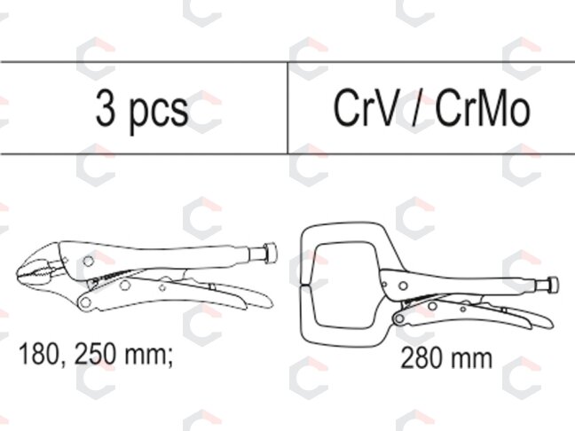 Fiksuojamų replių rinkinys įdėkle YATO | 180–280 mm | 3 vnt. (YT-55472) 1 Fiksuojamų replių rinkinys įdėkle YATO | 180–280 mm | 3 vnt. (YT-55472) 1