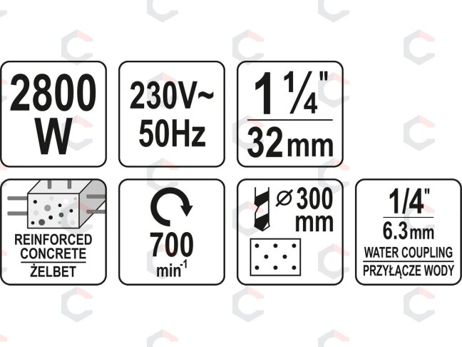 Įrenginys deimantiniam gręžimui | su stovu | 2200 W (YT-81983) 7 Įrenginys deimantiniam gręžimui | su stovu | 2200 W (YT-81983) 7