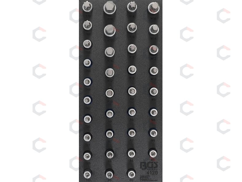 Antgalių galvučių rinkinys įdėkle BGS | 1/2" | HEX, TORX, XZN, RIBE | 36 vnt. (4120) 2