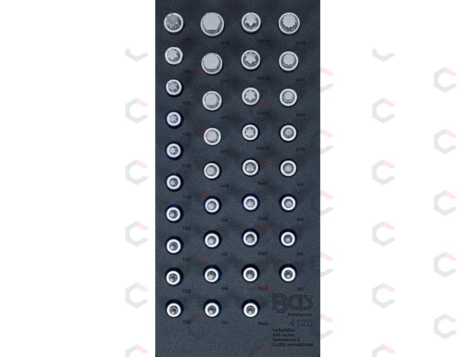 Antgalių galvučių rinkinys įdėkle BGS | 1/2" | HEX, TORX, XZN, RIBE | 36 vnt. (4120) 1
