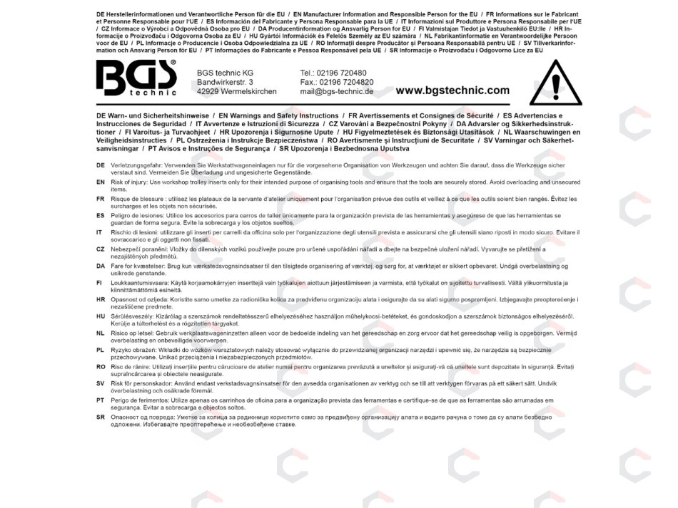 Įrankių vežimėlio įdėklas | 1/3 | BGS 4097 rinkiniui | 408 × 189 × 32 mm | BGS (4097-1) 2