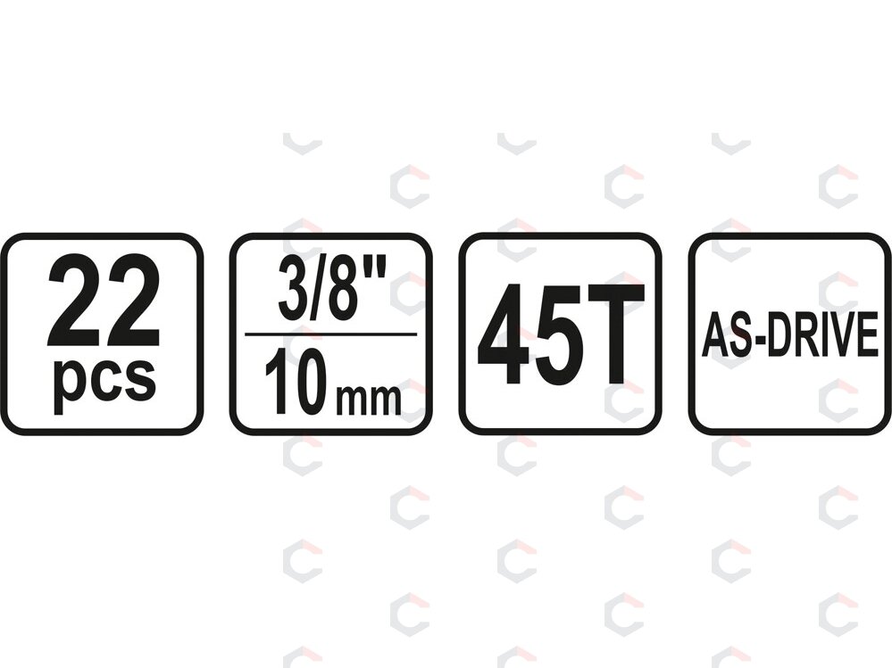 Įrankių komplektas | 10 mm (3/8") | 22 vnt. (58661) 4 Įrankių komplektas | 10 mm (3/8") | 22 vnt. (58661) 4
